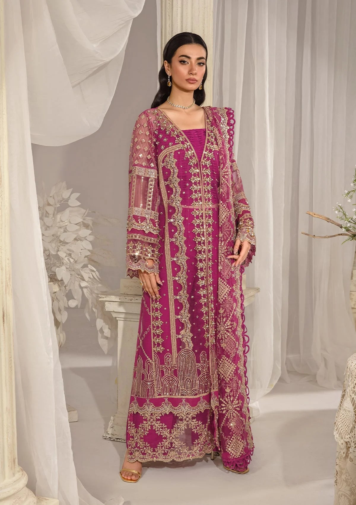 Elegant Magenta Muse luxury dress REGALIA from ELAF Evara Collection, perfect for special occasions.