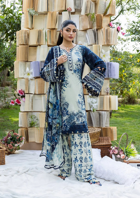 BLOOMSTELLA DIGITAL PRINTED LAWN FRONT AND DIGITAL PRINTED CHIFFON DUPATTA FROM ELAF PRINTS WITH CHIFFON DUPATTA COLLECTION 2025.