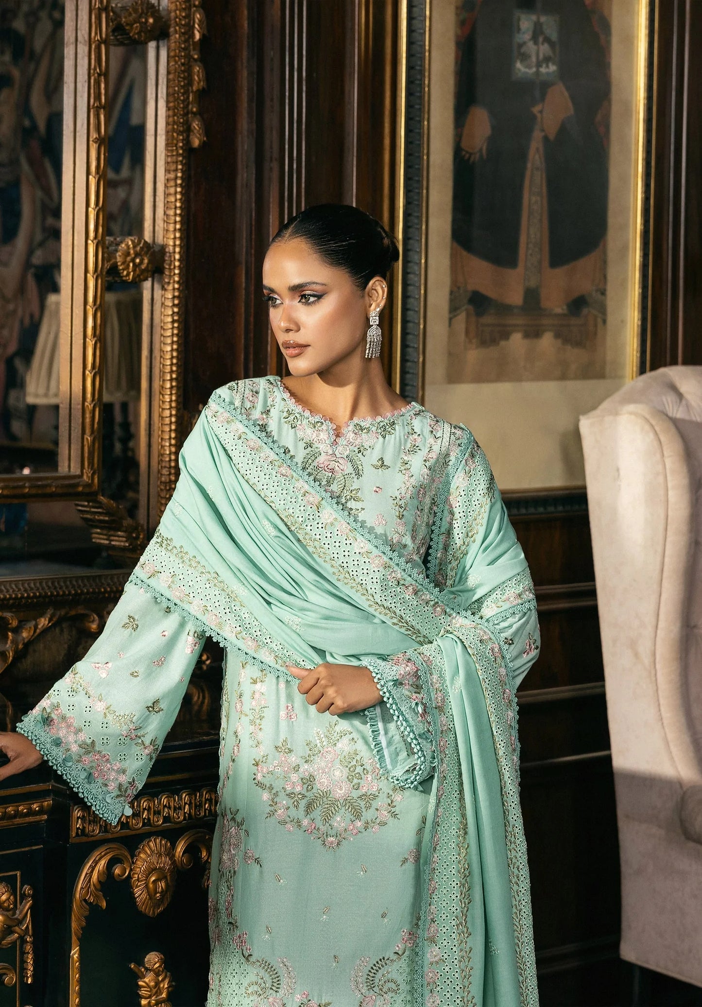 FLORAZURE wearing this beautiful dress FROM LUXURY WINTER '25.