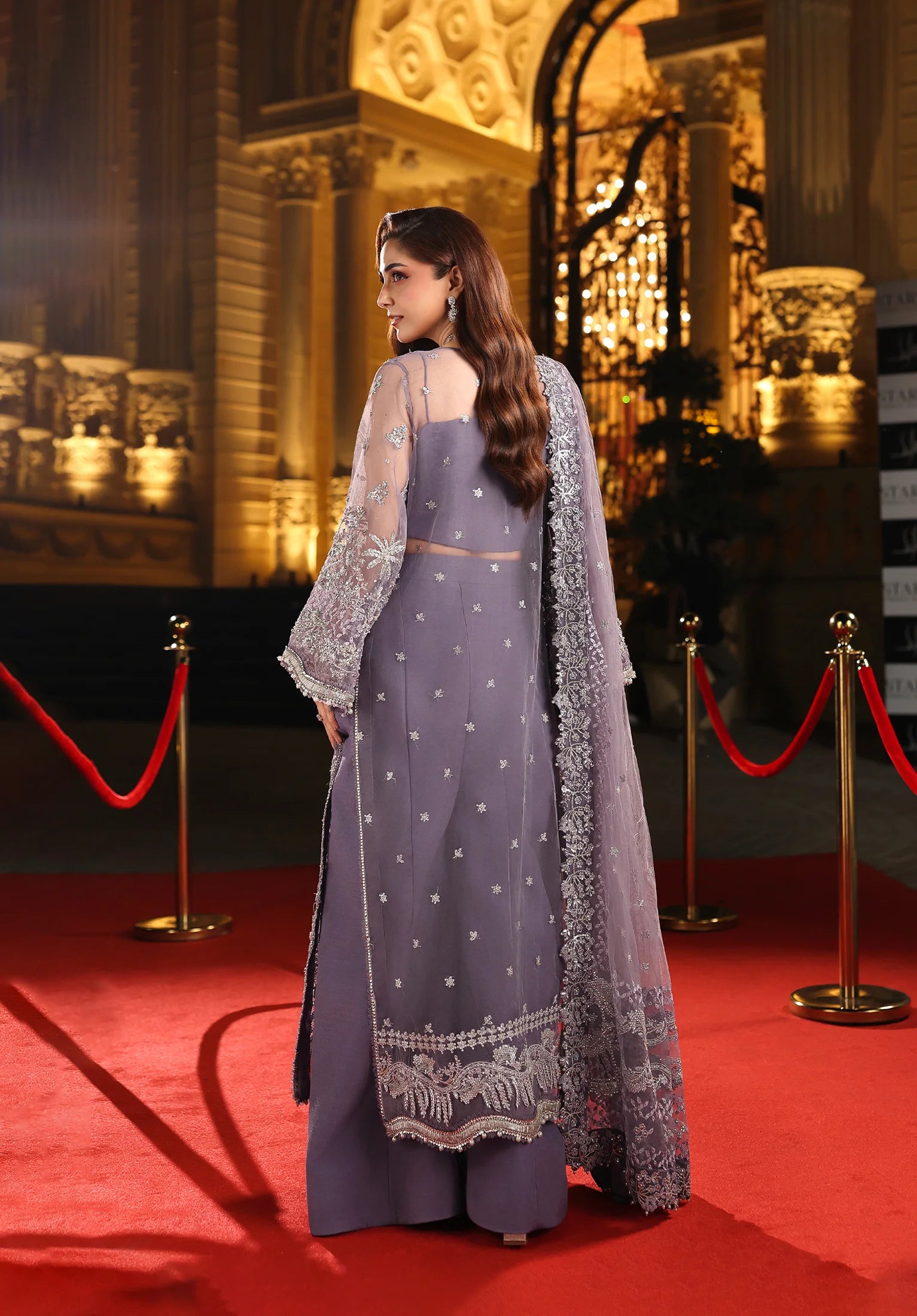 MUSE EMBROIDERED ORGANZA HAND EMBELLISHED FRONT PANEL and EMBROIDERED POLY NET DUPATTA from ELAF STARDOM - FORMAL HANDWORK '25.