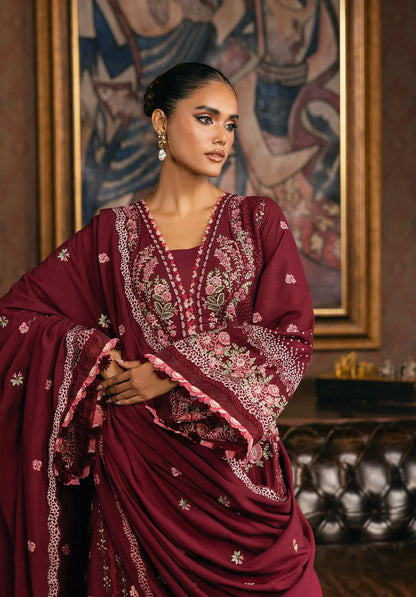 Elegant dress CRIMSONELLE in maroon color.