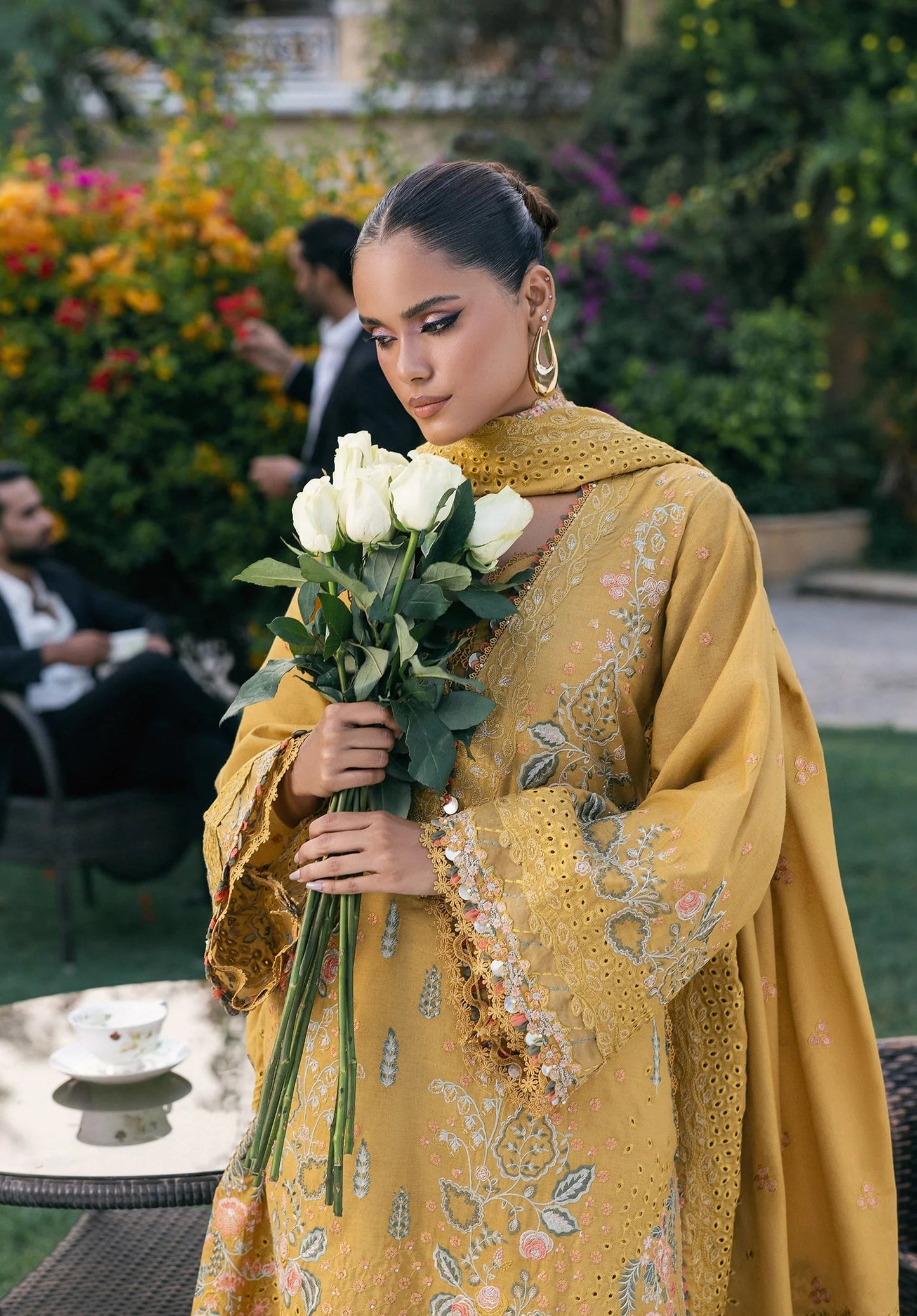 Close up image of FLORIGOLD EMBROIDERED SHAWL.