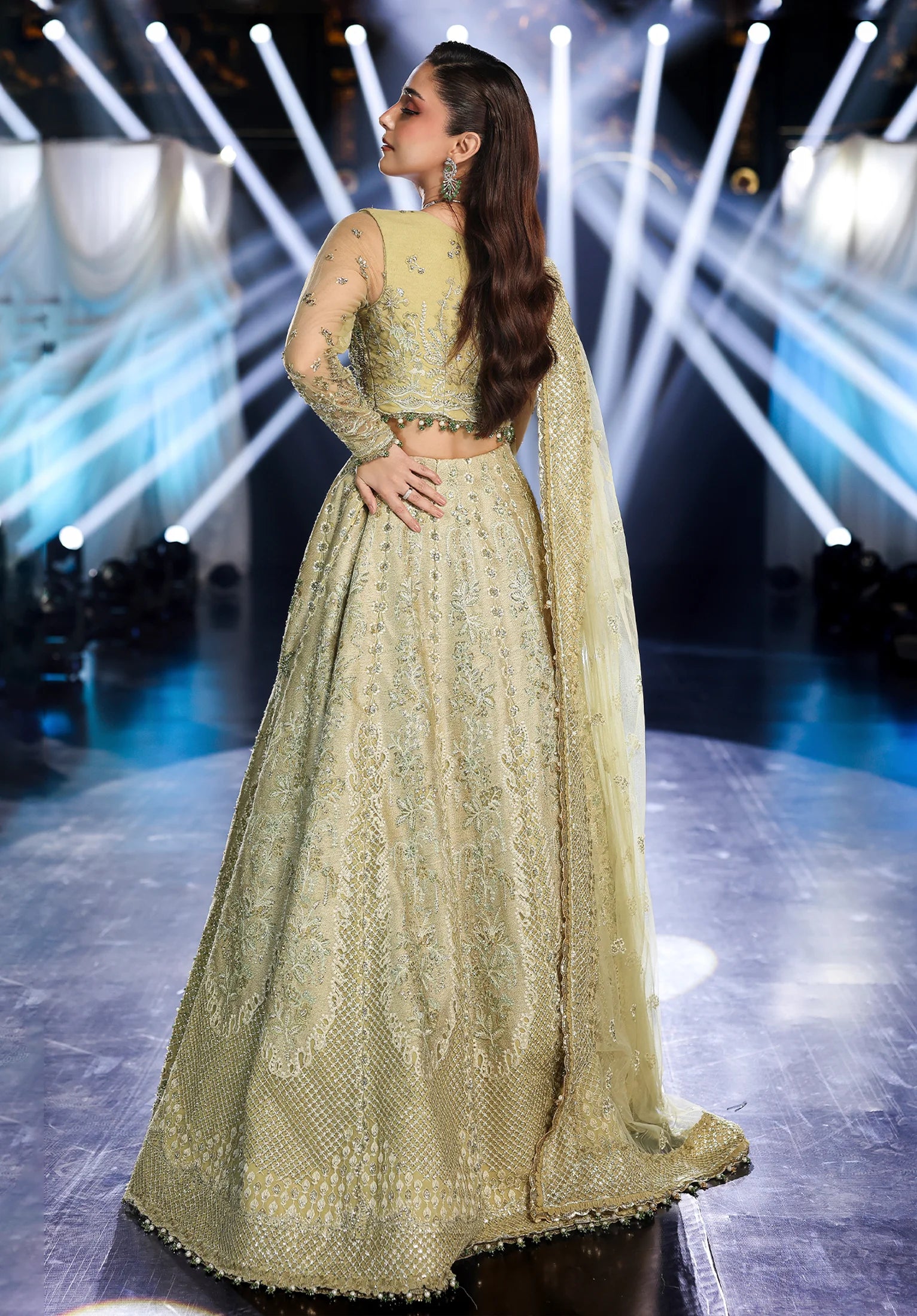 MINT MAJESTY enlighten the dress with Elaf Stardom Handwork.